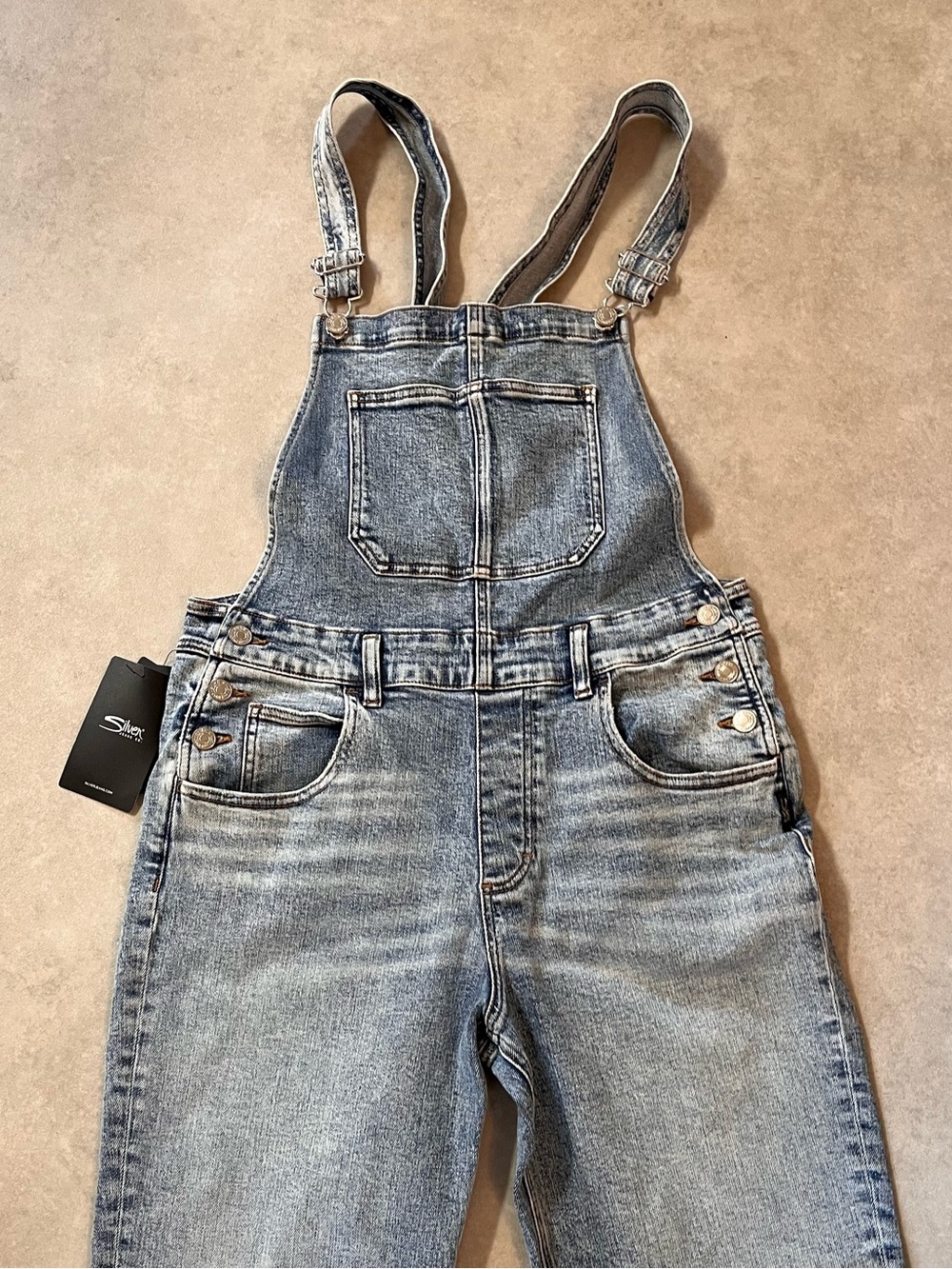 New SILVER overalls. Baggy. Straight Leg. Small or 28. Mid stretch. Tags on. - Picture 3 of 12